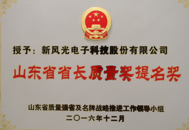 多米官方网页版电子荣获第六届山东省省长质量奖提名奖
