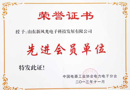 多米官方网页版电子公司荣获中国电器工业协会电力电子分会“先进